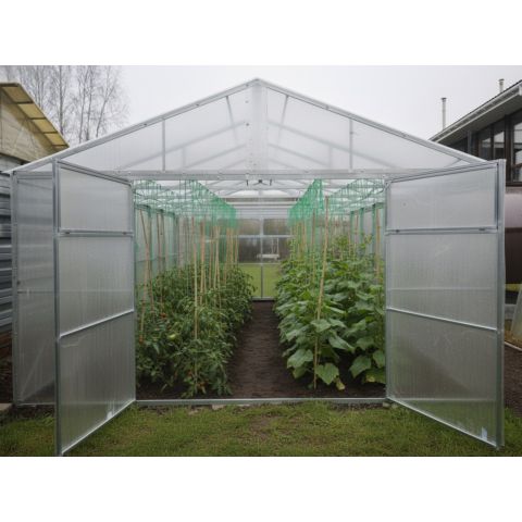Теплица СПР 40Д-0.67, длина 8м, 4 ширина ( в комплекте каркас, поликарбонат)